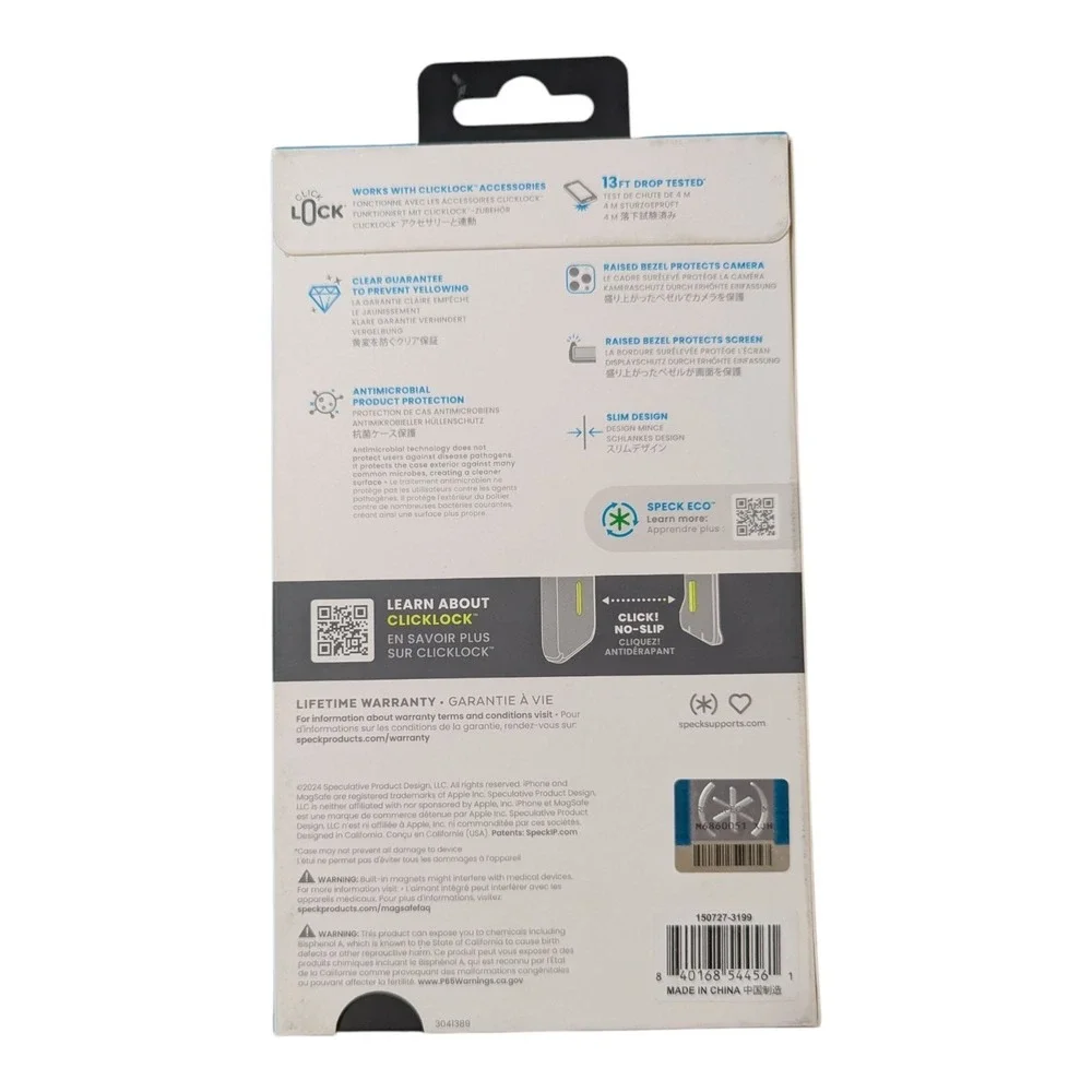 K9-O Speck Presidio Perfect Clear MagSafe ClickLock Case iPhone 16 Pro‎